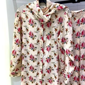 Gucci silk floral blouse and pleated skirt